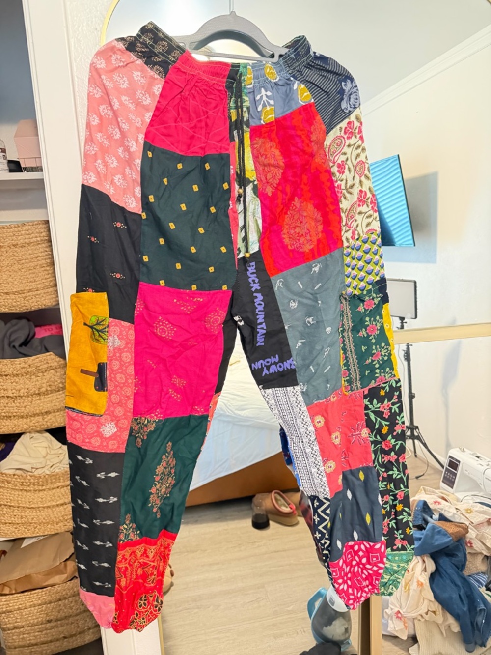 Patchwork Drawstring women’s Pants in Multi-Color